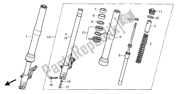 All parts for the Front Fork of the Honda CB 600F Hornet 2006