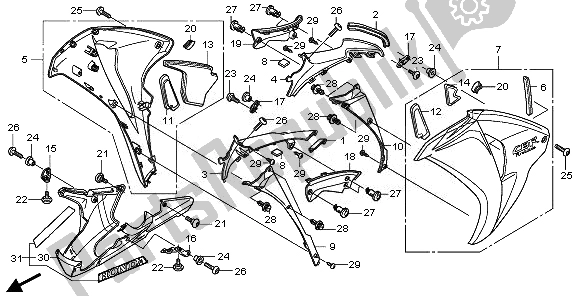 All parts for the Middle Cowl of the Honda CBR 1000 RA 2011