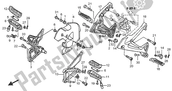 All parts for the Step of the Honda VFR 800 2005