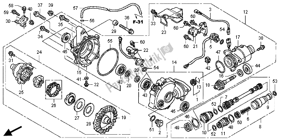 Todas as partes de Engrenagem Final Dianteira do Honda TRX 500 FPA Foreman Rubicon WP 2013