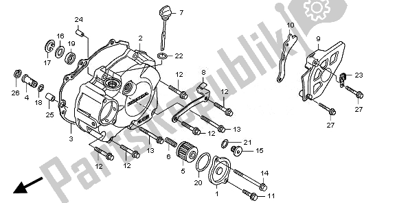 All parts for the L. Crankcase Cover of the Honda CRF 250R 2008