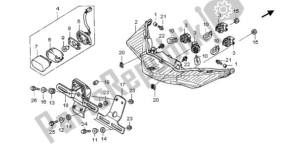 Toutes les pièces pour le Feu Arrière Combiné du Honda VFR 800A 2003