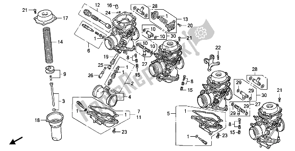 Todas las partes para Carburador (componentes) de Honda CBR 1000F 1992