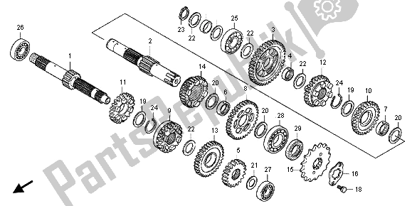 All parts for the Transmission of the Honda CBF 125M 2013