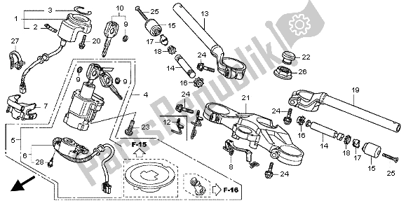 Tutte le parti per il Gestire Il Tubo E Il Ponte Superiore del Honda CBR 600 FA 2012