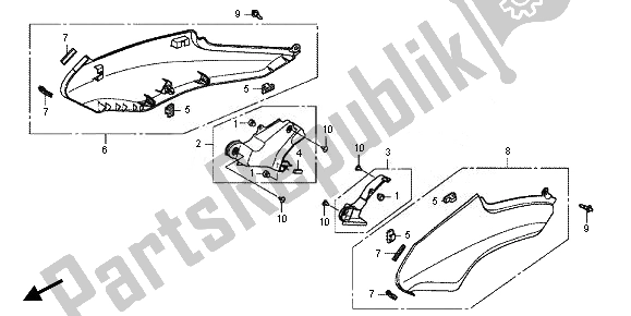 All parts for the Side Cover of the Honda VFR 800X 2011