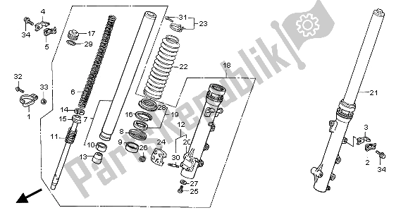 Tutte le parti per il Forcella Anteriore del Honda XL 650V Transalp 2001