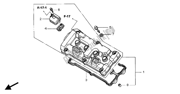 Todas as partes de Tampa Da Cabeça Do Cilindro do Honda CB 900F Hornet 2004