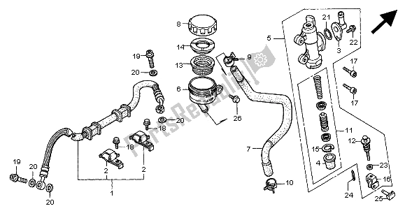 Toutes les pièces pour le Maître-cylindre De Frein Arrière du Honda CB 600F Hornet 2000