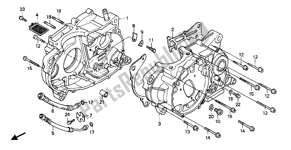 All parts for the Crankcase of the Honda XR 600R 1986