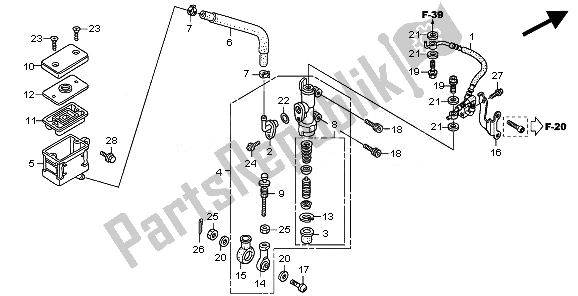 All parts for the Rear Brake Master Cylinder of the Honda CBR 600 RA 2011