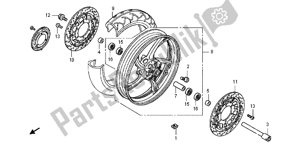 Tutte le parti per il Ruota Anteriore del Honda CB 600F Hornet 2012