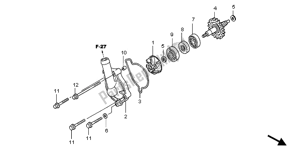 All parts for the Water Pump of the Honda CRF 250X 2006