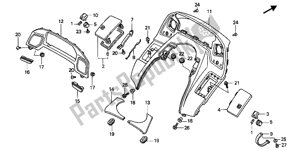 Todas las partes para Panel Medidor de Honda PC 800 1989