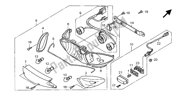 All parts for the Rear Combination Light of the Honda CBF 600S 2005