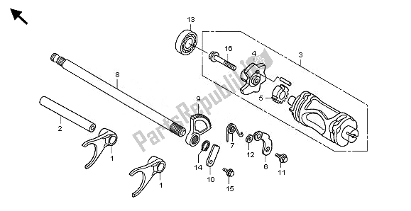 All parts for the Gearshift Drum of the Honda TRX 500 FA Fourtrax Foreman Rubicon 2008