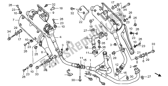 All parts for the Exhaust Muffler of the Honda XL 1000V 2006