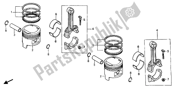All parts for the Piston & Connecting Rod of the Honda CB 450S 1986