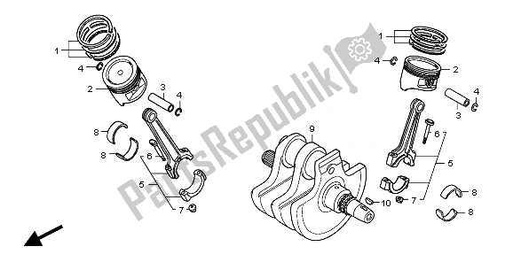 All parts for the Crankshaft of the Honda VT 750C2B 2010