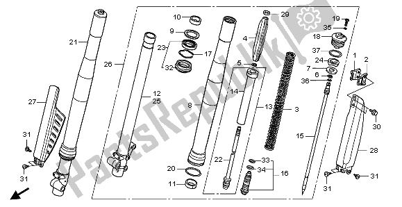 Todas as partes de Garfo Dianteiro do Honda CRF 150R SW 2007