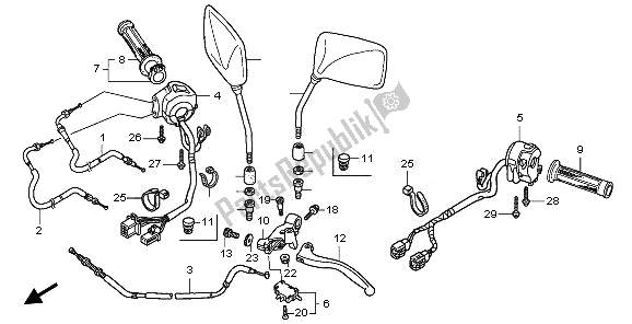 Todas as partes de Alavanca De Manivela E Interruptor E Cabo do Honda CBF 600 SA 2008