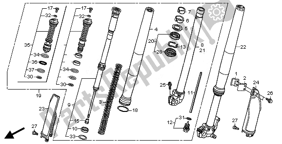 All parts for the Front Fork of the Honda CRF 250R 2008