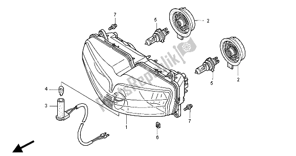 Tutte le parti per il Faro (eu) del Honda VFR 800 FI 2000