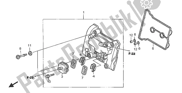 All parts for the Cylinder Head Cover of the Honda FJS 600D 2005