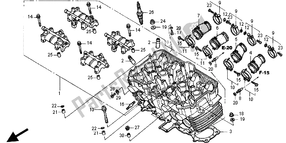 All parts for the Cylinder Head of the Honda CB 1300X4 1998