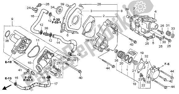 Alle onderdelen voor de Linker Achterklep & Waterpomp van de Honda CB 1300 SA 2005