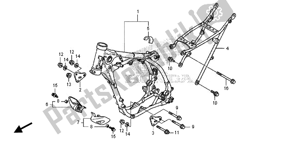 Alle onderdelen voor de Frame Lichaam van de Honda CRF 150R SW 2014