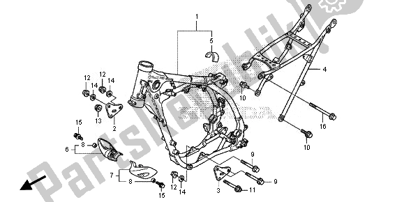 Alle onderdelen voor de Frame Lichaam van de Honda CRF 150R SW 2014