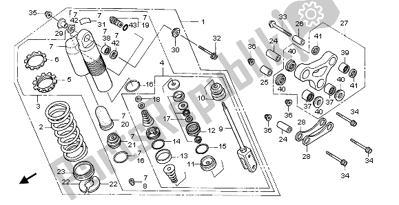 All parts for the Rear Cushion of the Honda CR 80R SW 2000