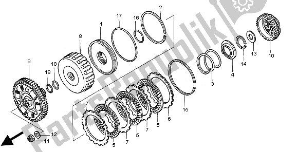 All parts for the Clutch (low) of the Honda TRX 680 FA Fourtrax Rincon 2010