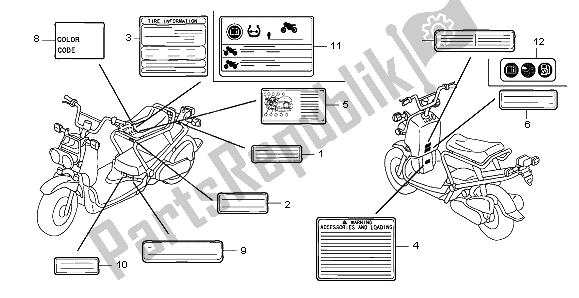 All parts for the Caution Label of the Honda NPS 50 2012