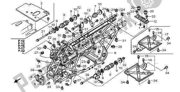 Alle onderdelen voor de Frame Lichaam van de Honda TRX 450 FE Fourtrax Foreman ES 2004