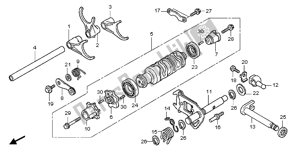 All parts for the Shift Drum & Shift Fork of the Honda GL 1800 2007