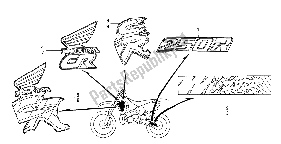 Todas las partes para Marca de Honda CR 250R 1991