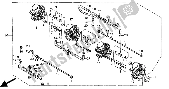 All parts for the Carburetor (assy.) of the Honda CB 600F Hornet 2000
