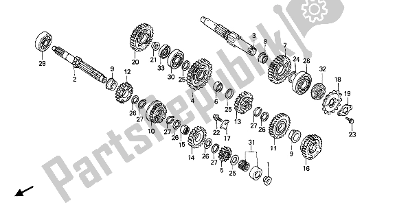 All parts for the Transmission of the Honda NX 650 1990
