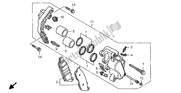 Tutte le parti per il Pinza Freno Anteriore del Honda VT 1100C3 1998