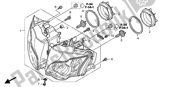 All parts for the Headlight of the Honda CBR 1000 RA 2011