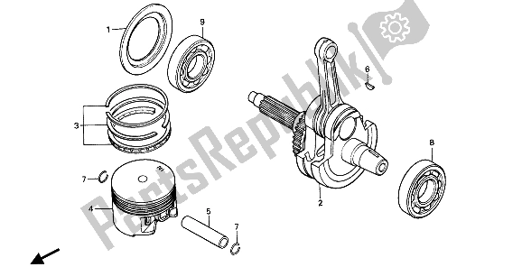 All parts for the Piston & Crankshaft of the Honda XR 600R 1991