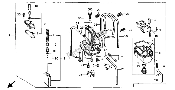 Tutte le parti per il Carburatore del Honda CR 125R 2001