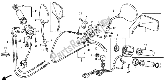 Alle onderdelen voor de Handvat Schakelaar van de Honda VT 750 CS 2012