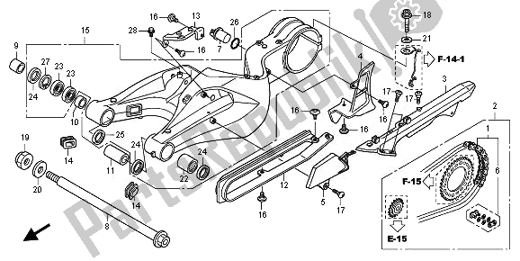 Tutte le parti per il Forcellone del Honda CB 1000R 2010