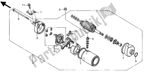 All parts for the Starting Motor of the Honda TRX 680 FA Fourtrax Rincon 2010