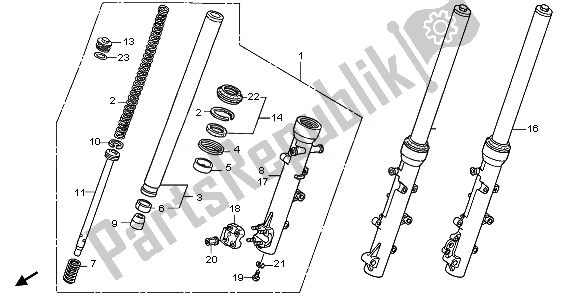 All parts for the Front Fork of the Honda XL 700 VA Transalp 2008