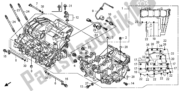 All parts for the Crankcase of the Honda CBR 1000 RA 2012