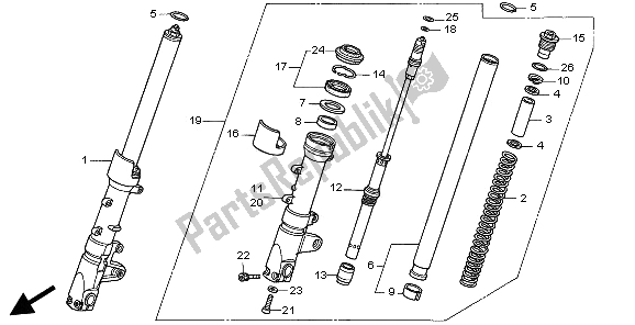 All parts for the Front Fork of the Honda VTR 1000F 1997